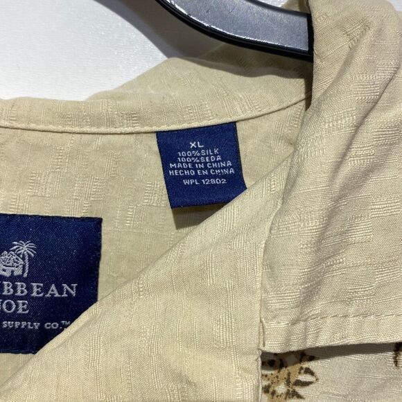 Caribbean Joe Men's Tan Island Supply Co Button Up Hawaiian Shirt Size XL - Picture 7 of 9